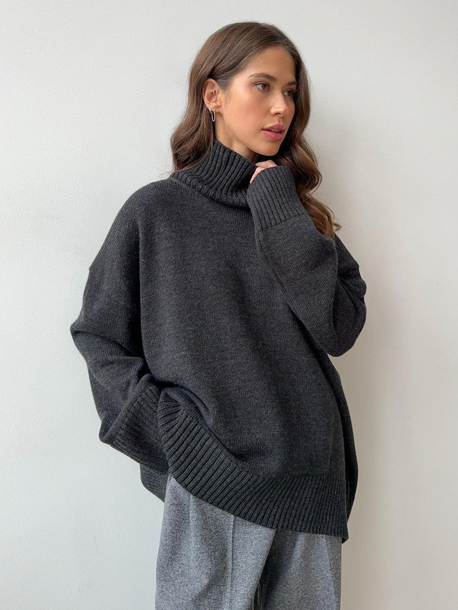 Damen Oversized Rollkragenpullover aus weicher Wollmischung Drune