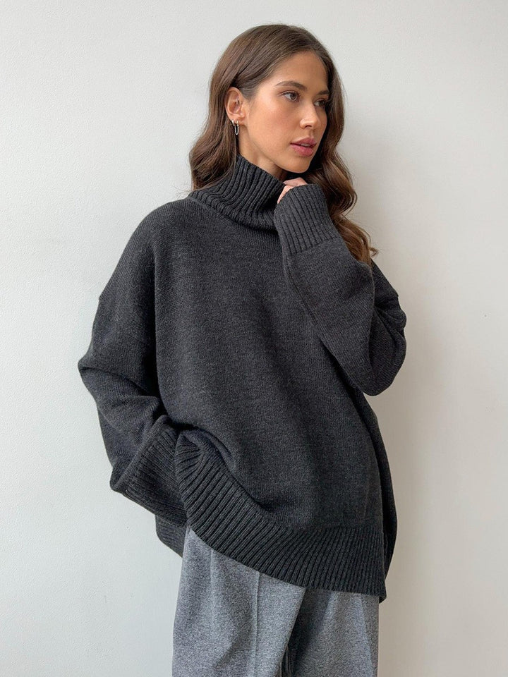 Damen Oversized Rollkragenpullover aus weicher Wollmischung Drune