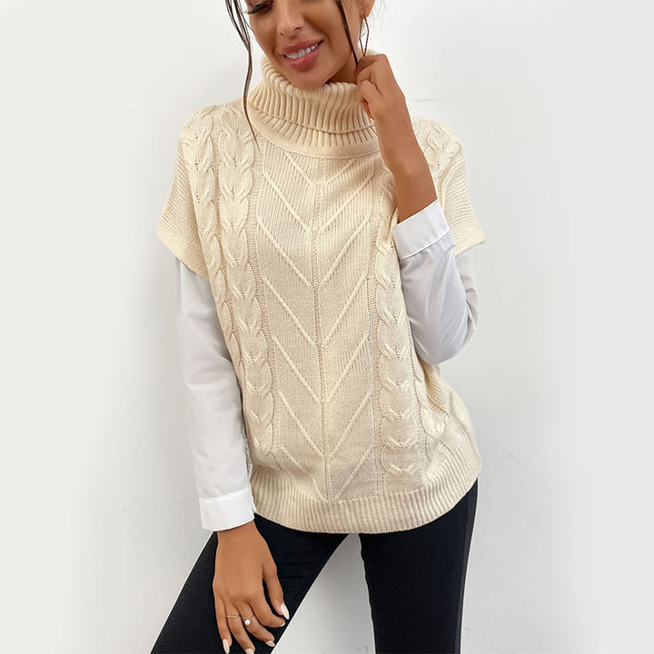 Damen Strickpullover mit Stehkragen Drune