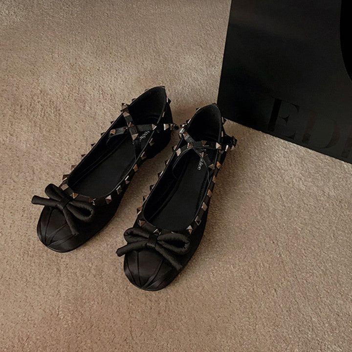 Damen Ballerinas mit stilvollem Nieten-Detail und edlem Schleifenakzent Drune