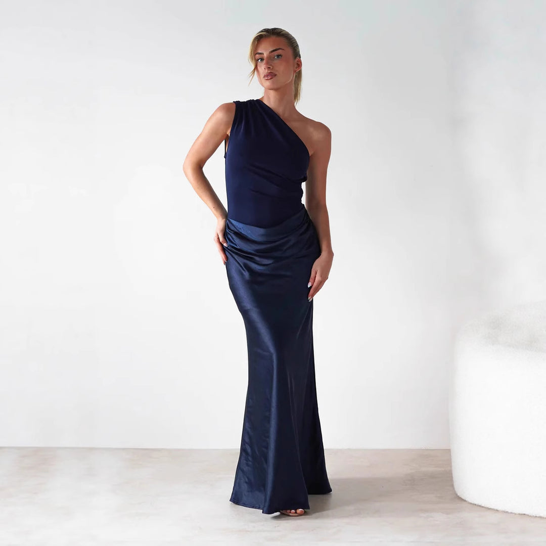 Damen Abendkleid mit asymmetrischem Schnitt und elegantem Drapierungsdesign Drune