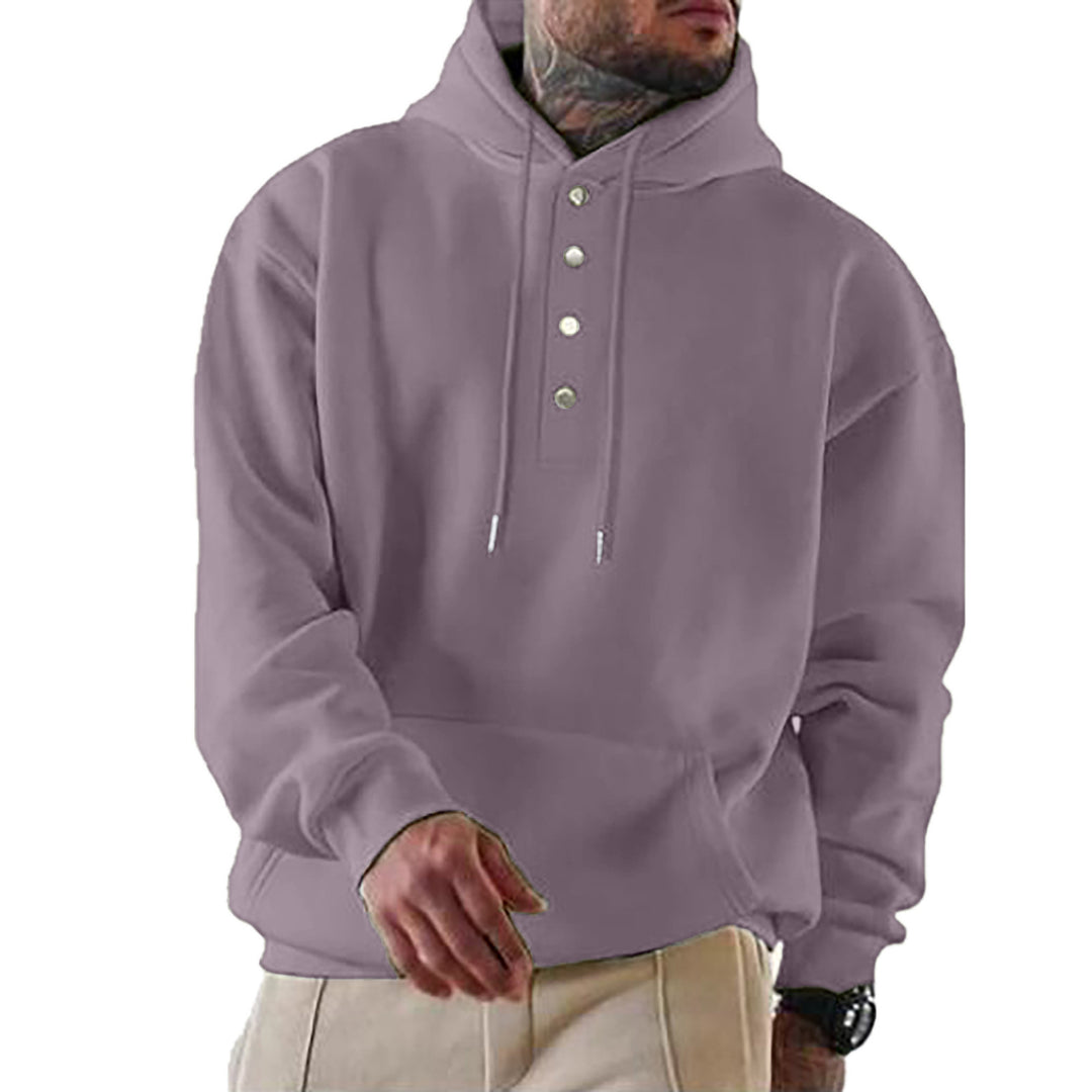 Herren Kapuzenpullover mit Knopfleiste und XXL-Passform Drune