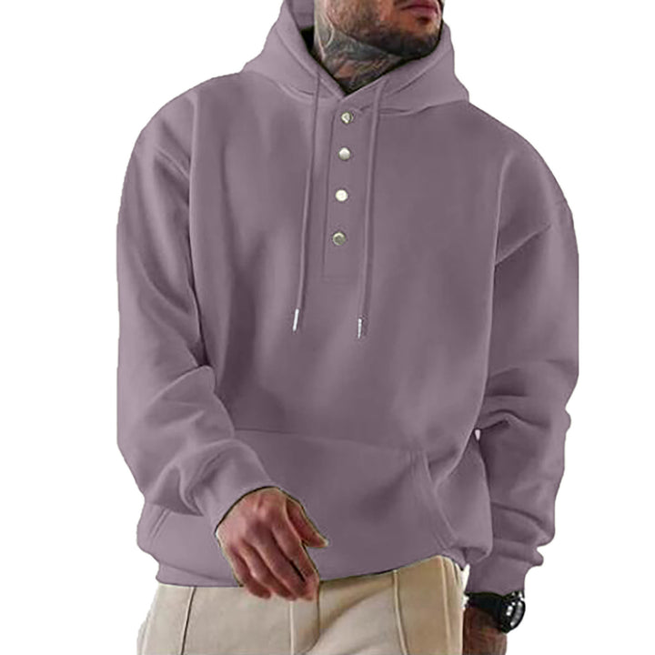 Herren Kapuzenpullover mit Knopfleiste und XXL-Passform Drune