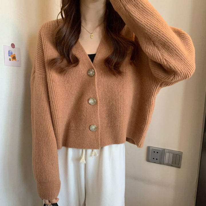 Damen Komfortabler Strickcardigan mit Knopfdetails und feiner Struktur Drune