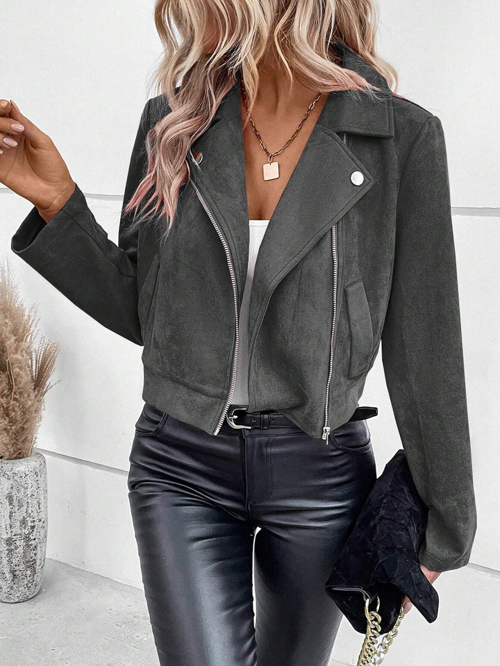 Damen Bikerjacke aus weichsamtem Material Drune