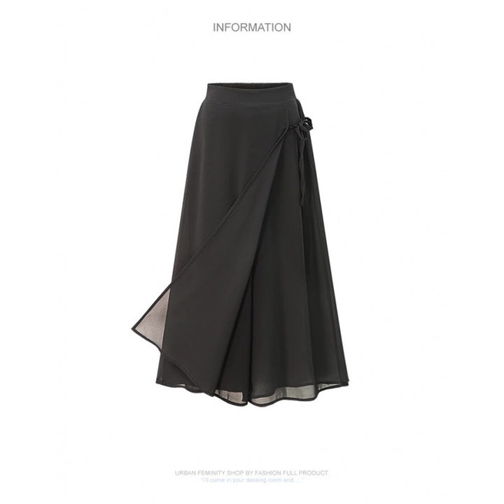 Damen Langer Wickelrock aus fließendem Chiffon Drune