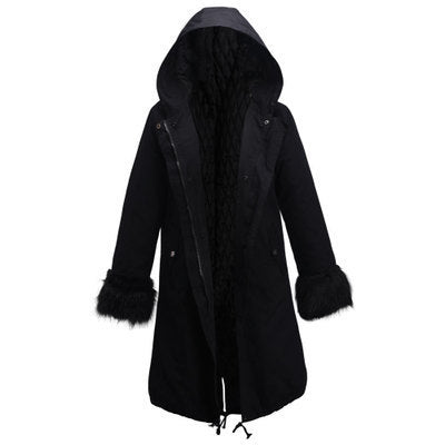 Damen elegante Winterjacke mit luxuriösem Kunstfellbesatz Drune