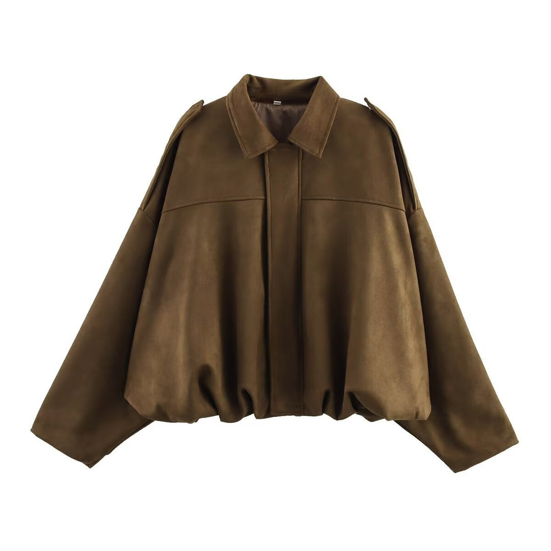 Damen oversized Wildlederjacke mit lässigem Schnitt Drune