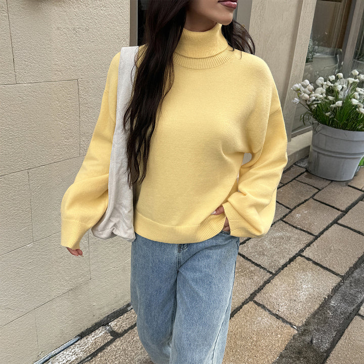 Damen gemütlicher Rollkragenpullover aus weichem Strick Drune