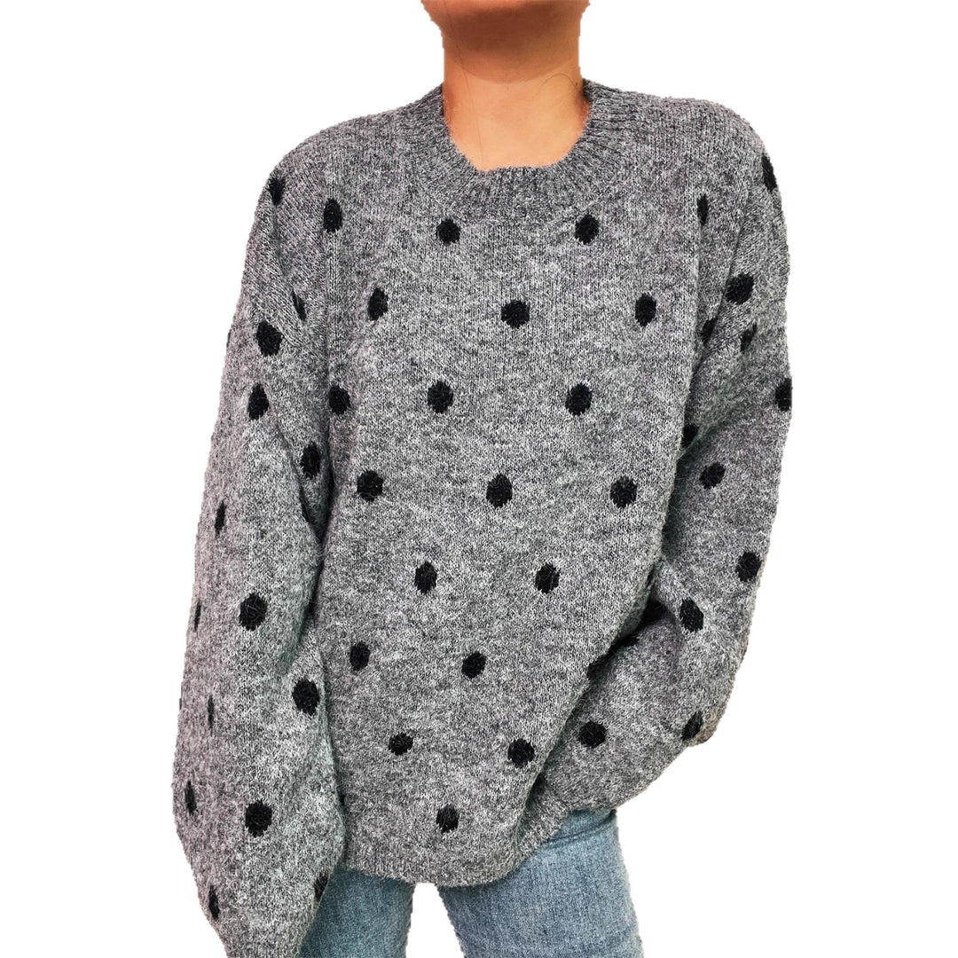 Damen gemütlicher Strickpullover mit punktuellem Design Drune