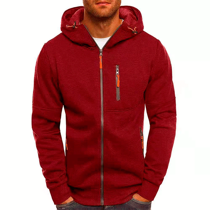 Herren sportliche Kapuzenjacke mit praktischen Reißverschlusstaschen und atmungsaktivem Material Drune