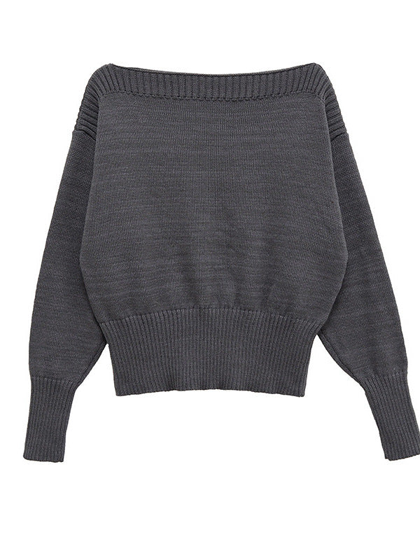 Damen lässiger Oversize-Pullover aus weichem Strickmaterial Drune