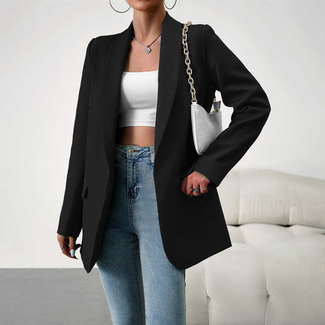 Damen nan langer Oversize-Blazer mit schmaler Reverslinie und soften Schulterpolstern Drune