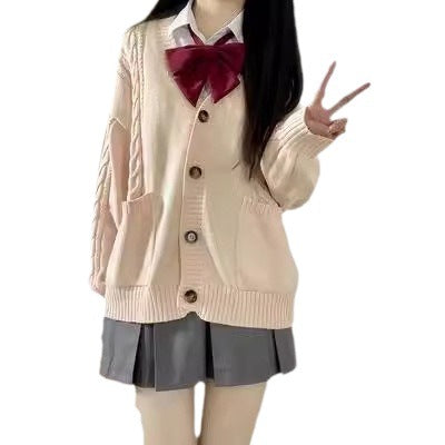 Damen Strickjacke mit Puffärmeln und Taschen Drune