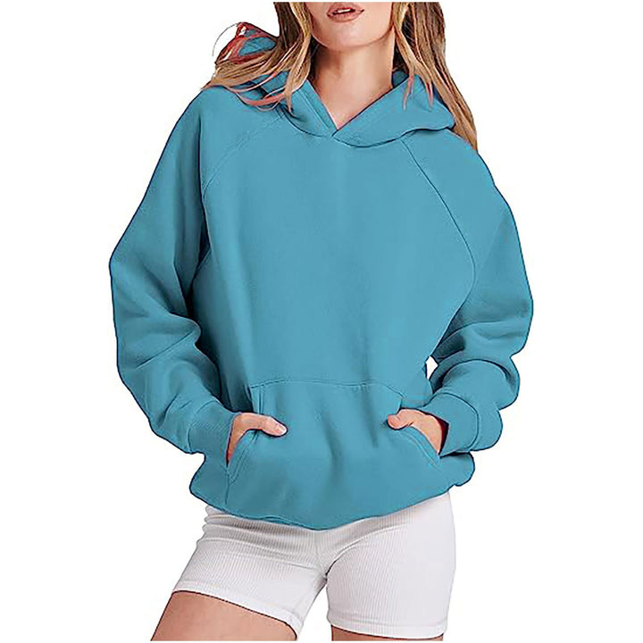 Damen lässiger Kapuzenpullover mit hohem Kragen und praktischen Taschen Drune