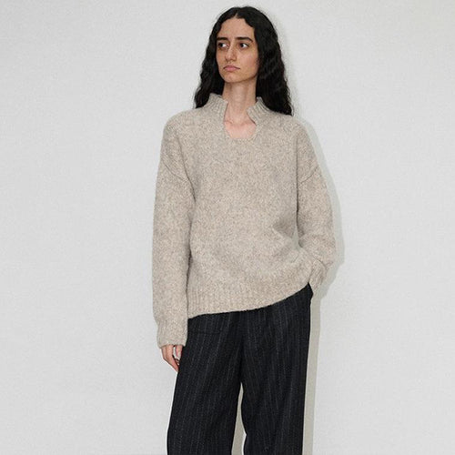 Damen Grobstrickpullover mit steigendem Kragen Drune