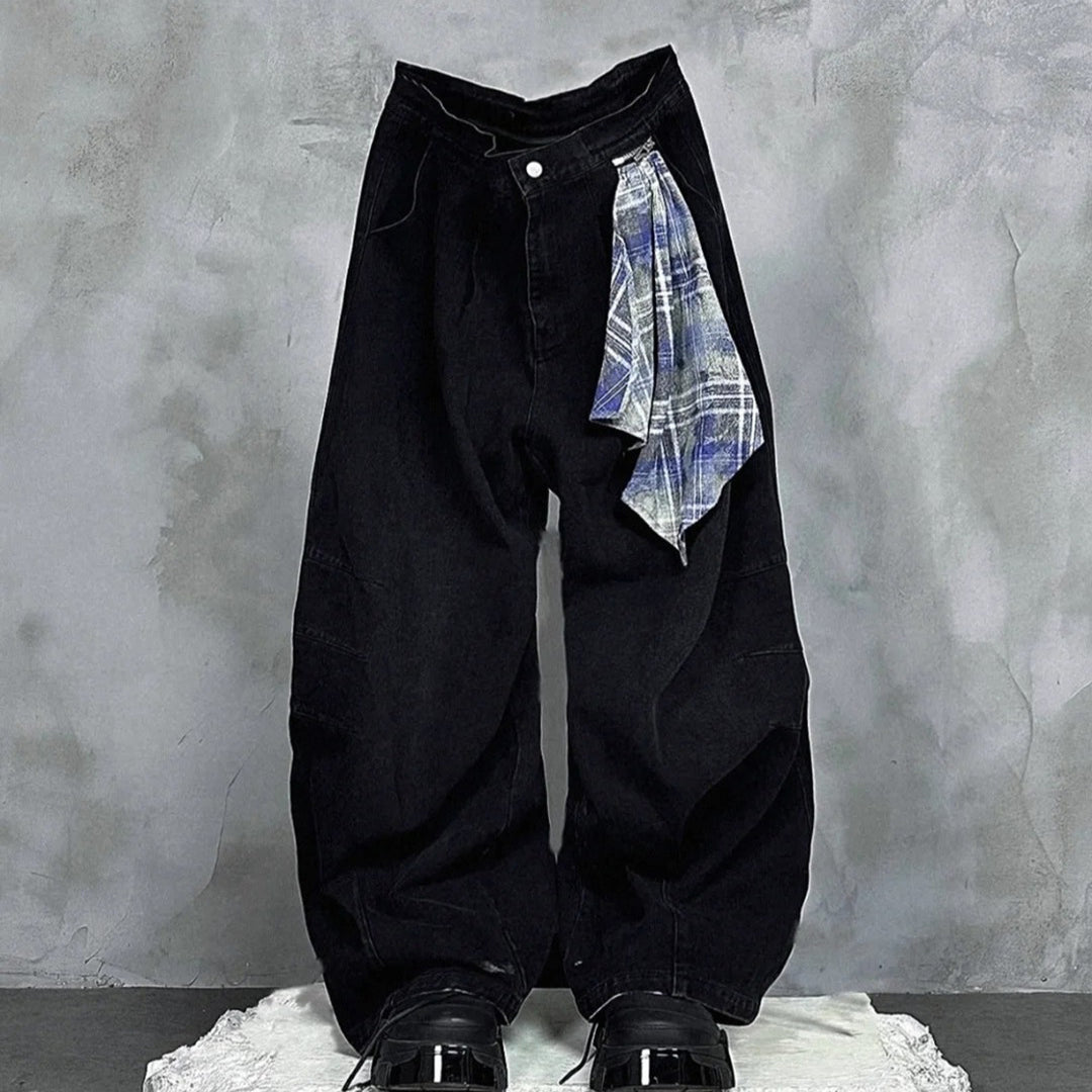 Damen Baggy Denim-Hose mit praktischem Tuch-Detail Drune