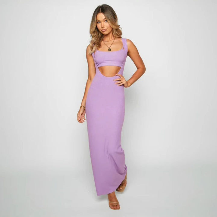 Damen figurbetontes Maxikleid mit ärmellosem Design und dezenter Drapierung Drune