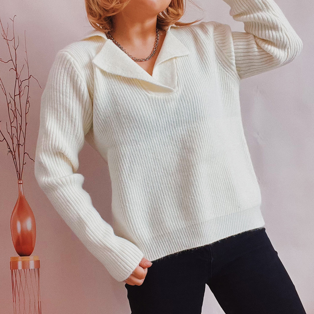 Damen lässiger Pullover mit modernem Rippdesign Drune