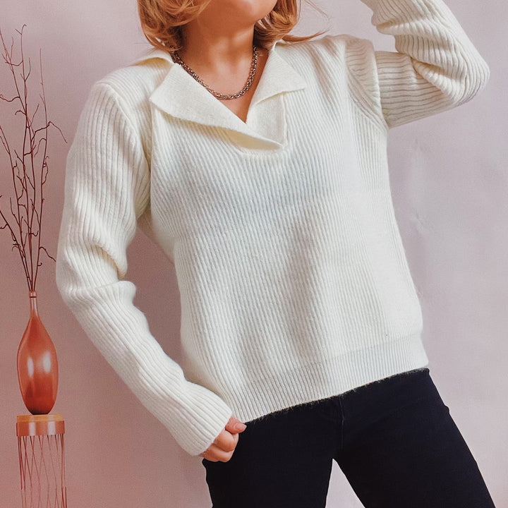 Damen lässiger Pullover mit modernem Rippdesign Drune