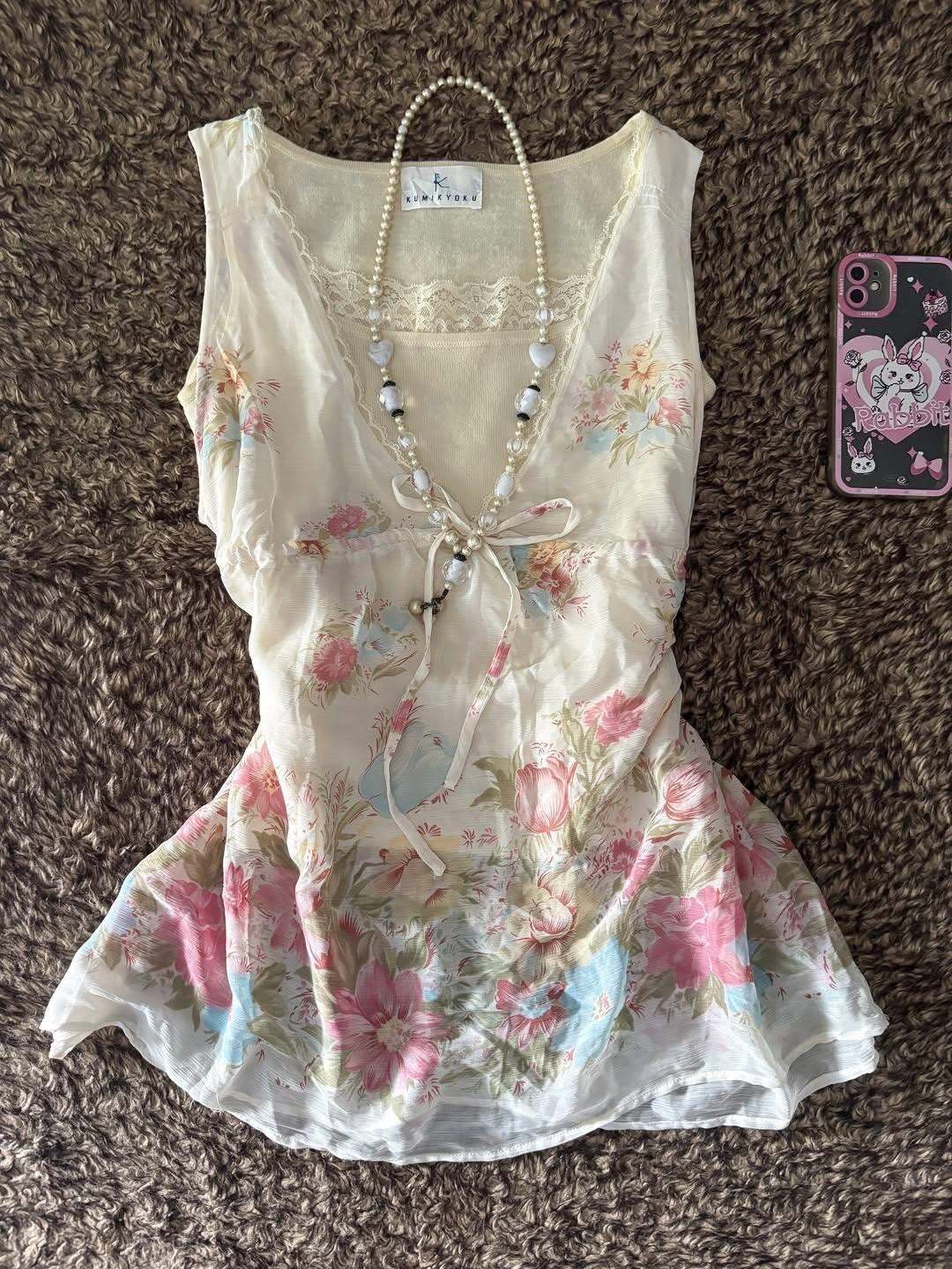 Damen Verspieltes Blumentop Drune