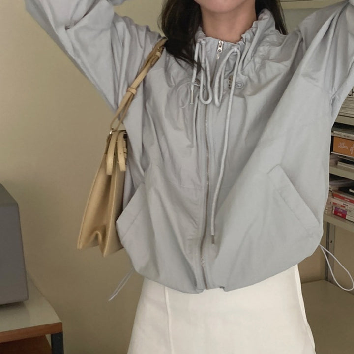 Damen leichte Übergangsjacke mit verstellbarem Kordelzug Drune