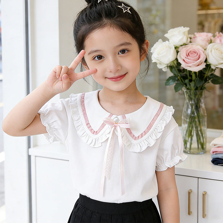 Mädchen Bluse mit Rüschendetails und dekorativem Kragen Drune