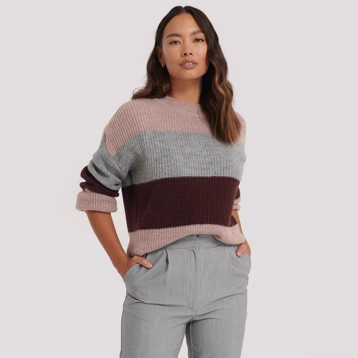 Damen gemütlicher Strickpullover mit modernem Muster und lässigem Schnitt Drune