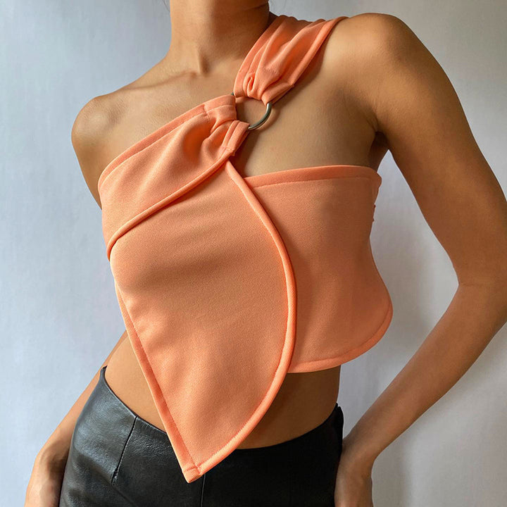 Damen asymmetrisches Trägershirt mit elegantem Ringdetail Drune