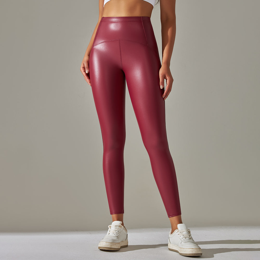 Damen Hochtaillierte, glänzende Fitness-Leggings mit sculptierendem Effekt Drune