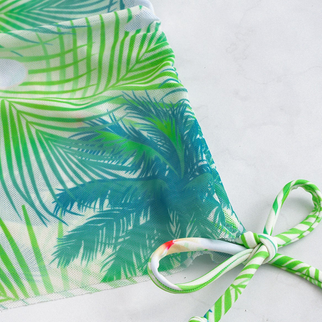 Damen Bikini-Set mit elegantem Wickelrock und tropischem Design Drune
