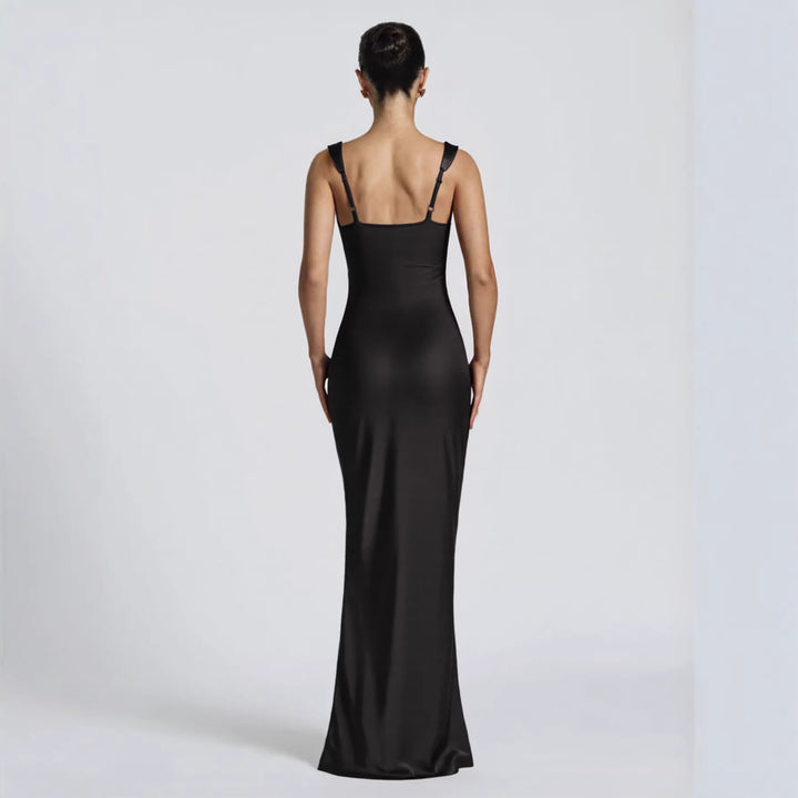 Damen Elegantes Satin-Maxi-Kleid mit figurschmeichelndem Design Drune