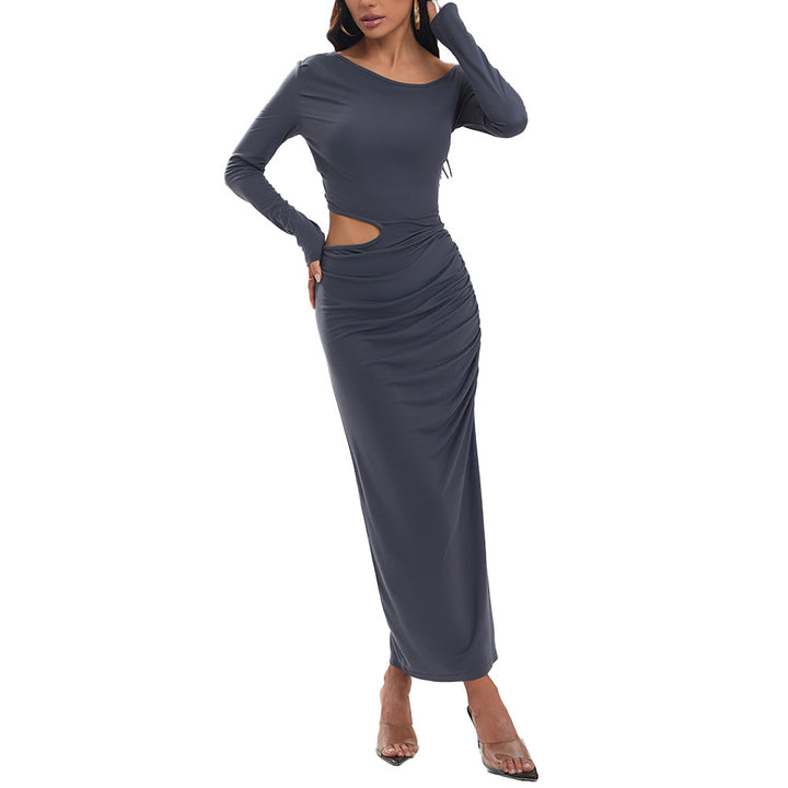 Damen Maxikleid mit seitlichen Rüschendetails und eleganter Drapierung Drune