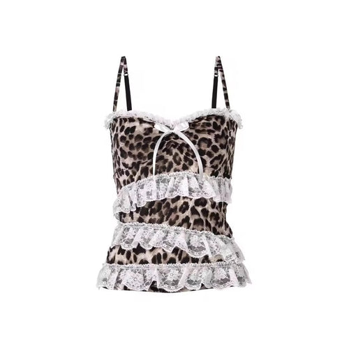 Damen Rüschen Top mit Leopardenmuster Drune