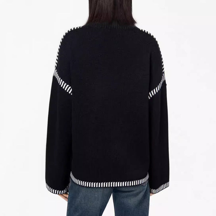Damen lässiger Pullover mit Streifenakzenten Drune