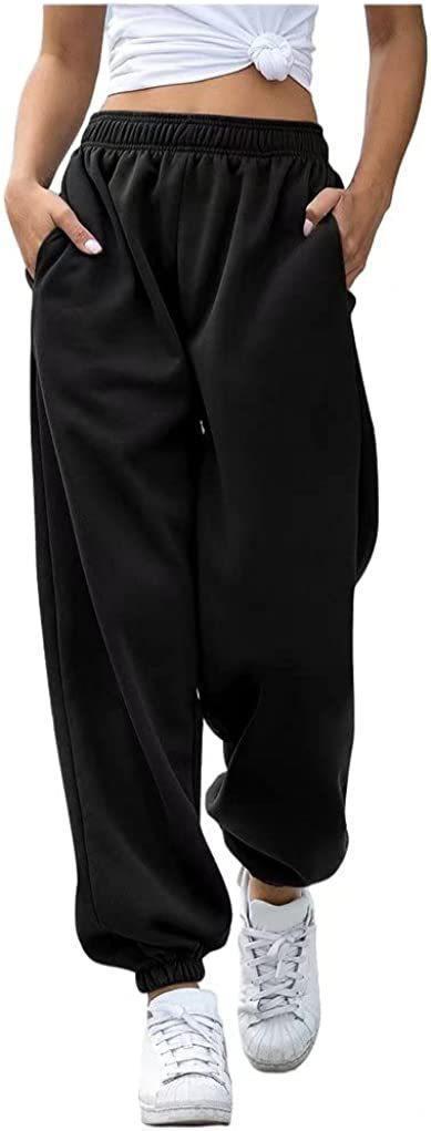 Damen nan Baggy-Sweathose im Retro‑Look mit hohem Komfortbund tiefem Schritt seitlichen Einschubtaschen und elastischen Knöchelbündchen Drune