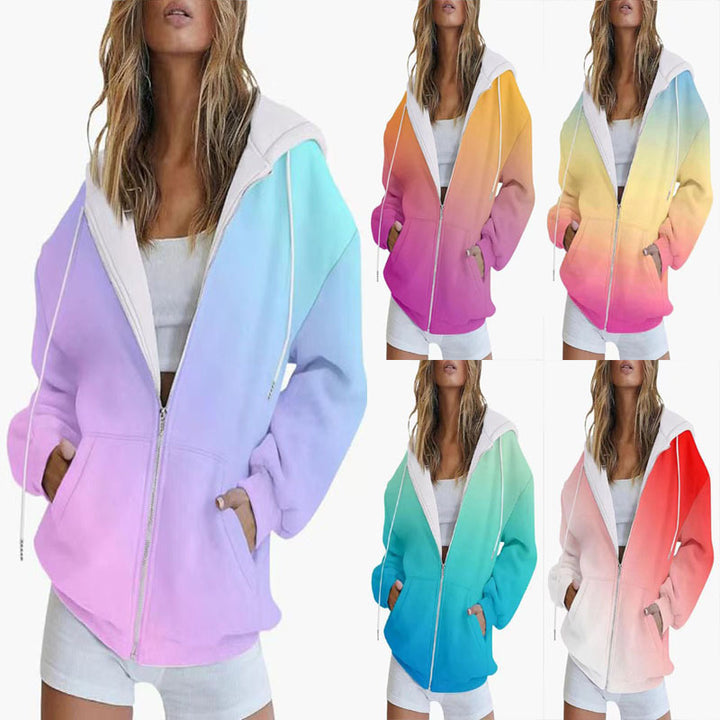 Damen Oversized Kapuzenjacke mit Farbverlauf und praktischen Taschen Drune
