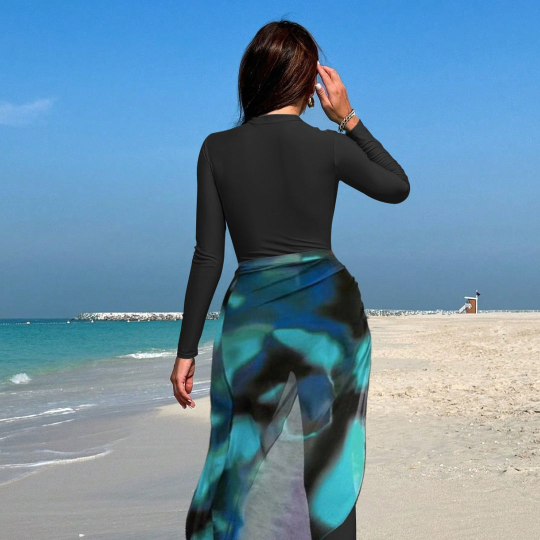 Damen sportlicher Langarm-Surfsuit mit raffinierten Wickeldetails Drune