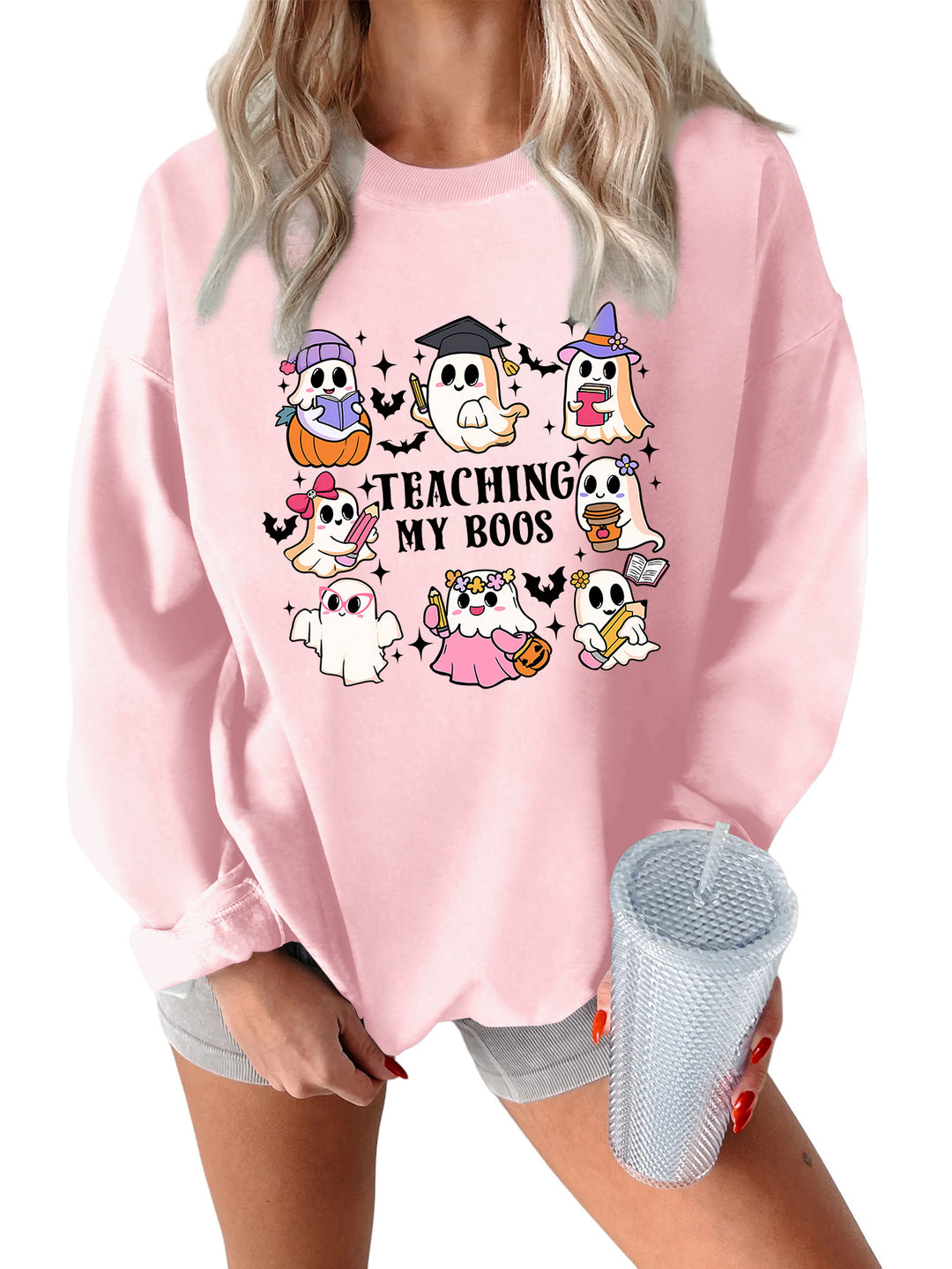 Damen Sweatshirt mit verspieltem Halloween-Motiv und lässigem Schnitt Drune