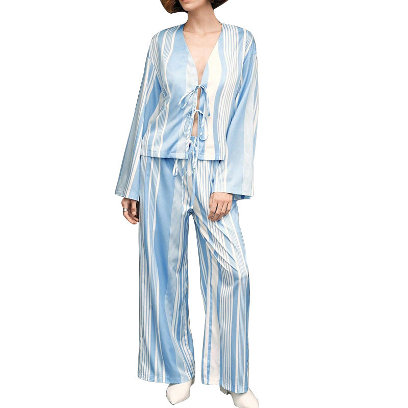 Damen Loungewear-Set mit weitem Schnitt und Streifenmuster Drune