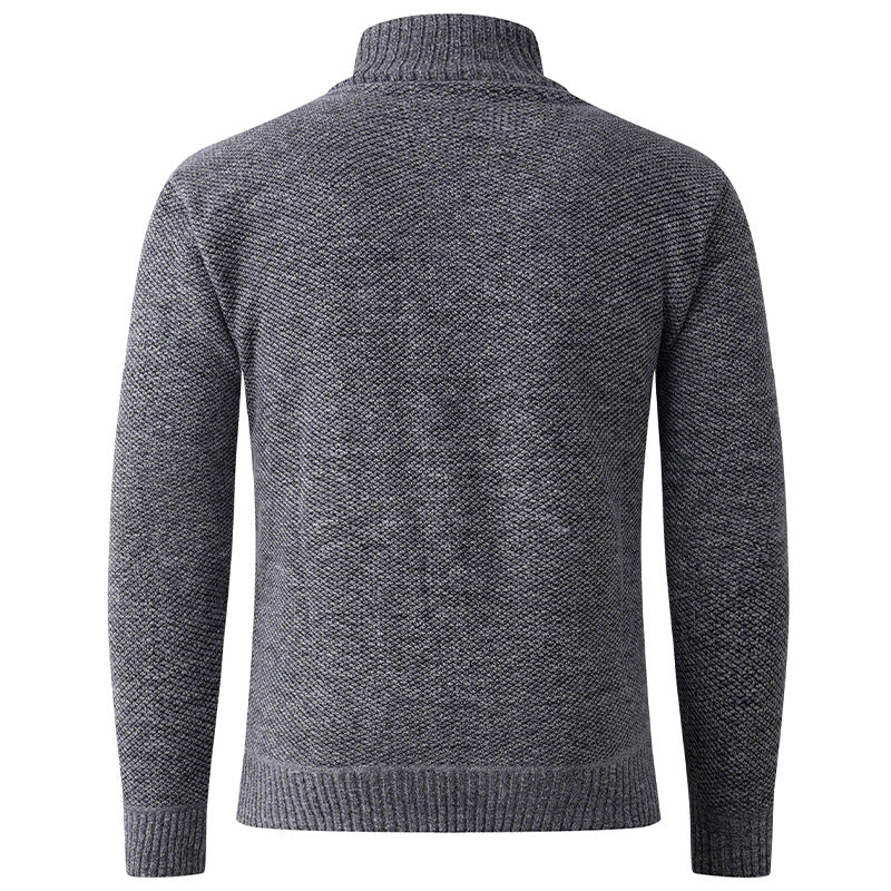 Herren Strickpullover mit modernem Stehkragen und dekorativen Knopfdetails Drune