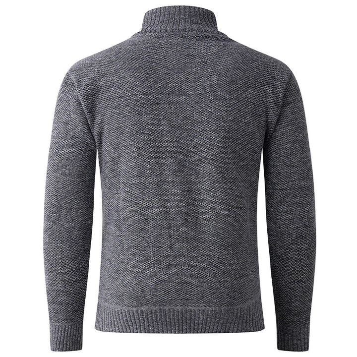 Herren Strickpullover mit modernem Stehkragen und dekorativen Knopfdetails Drune