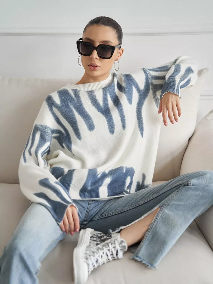 Damen Oversized Pullover mit kreativem Muster und weich strukturiertem Material Drune