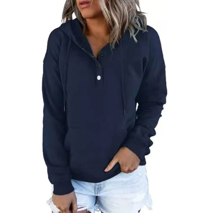 Damen Kapuzenpullover mit Knopfdetails und weichem Fleece-Material Drune