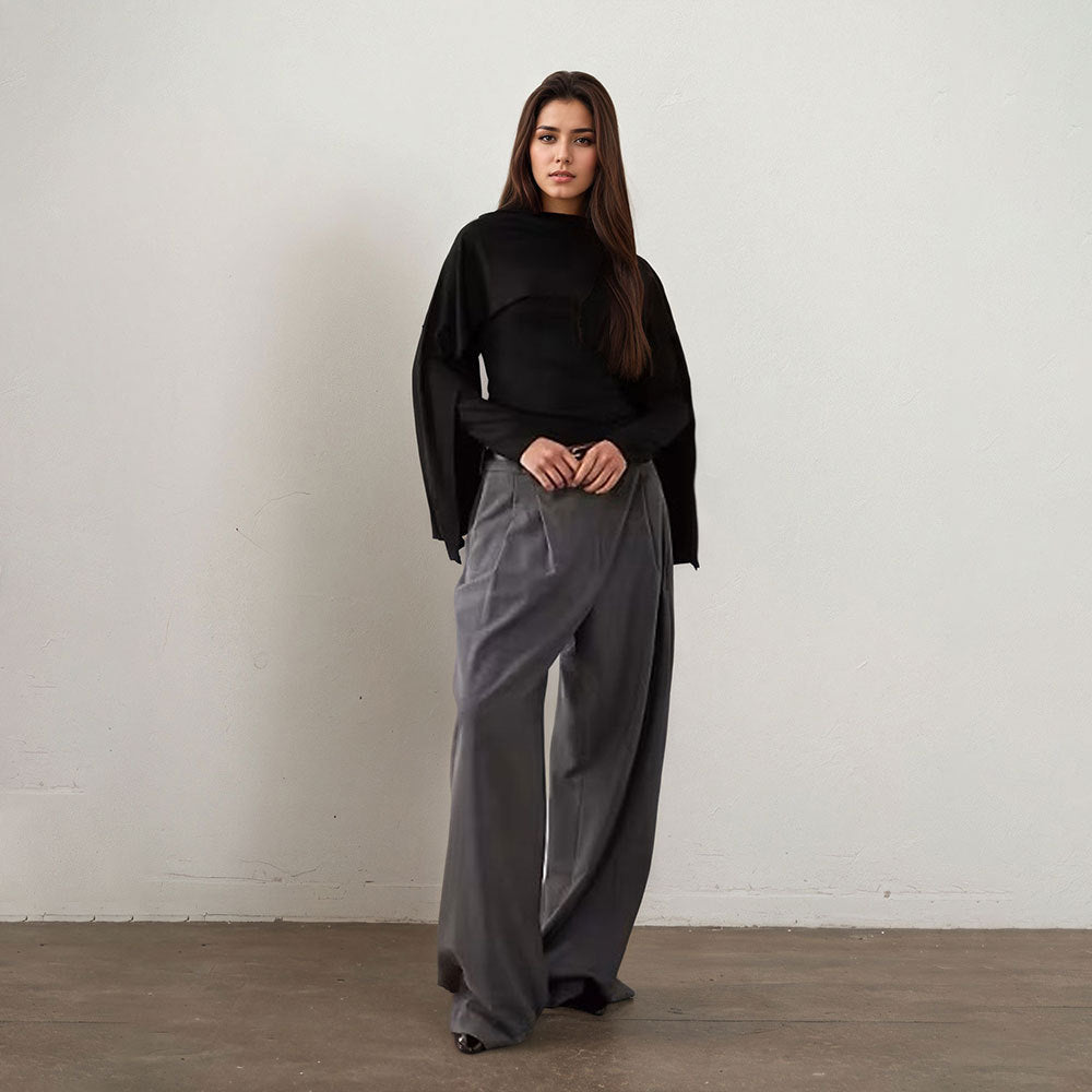 Damen Elegantes Oberteil mit asymmetrischem Design und weit geschnittenen Ärmeln Drune