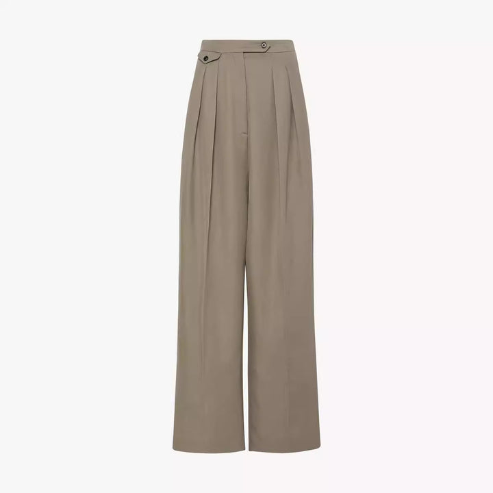 Damen elegante Hochbundhose mit klassischen Falten Drune