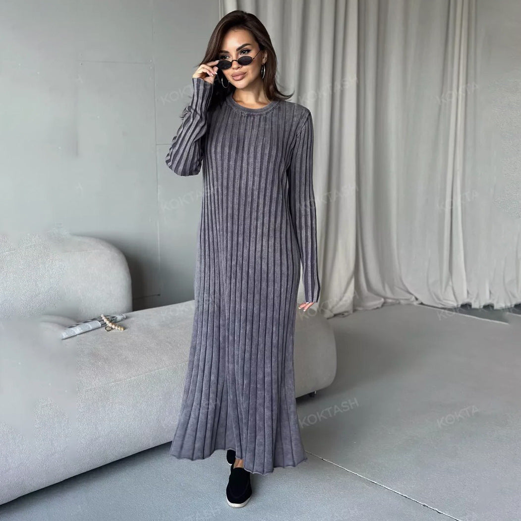 Damen Maxikleid mit Streifenstruktur und elegantem Schnitt Drune