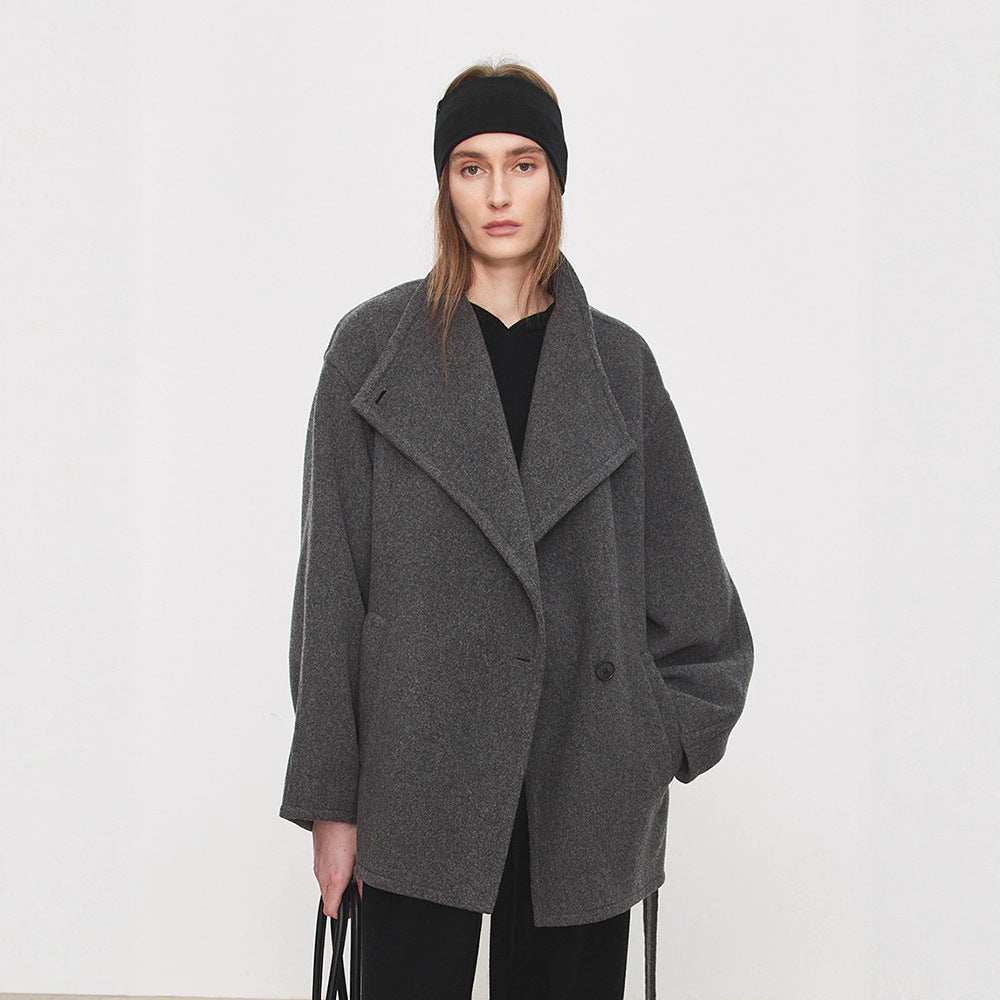 Damen eleganter Oversized-Mantel mit Bindegürtel Drune