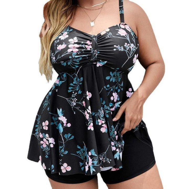 Damen Sportliches Tankini-Set mit floralem Oberteil und Shorts Drune