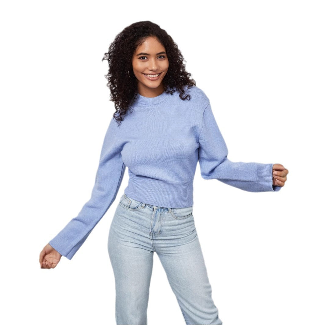 Damen lässiger Pullover mit weit geschnittenen Ärmeln Drune